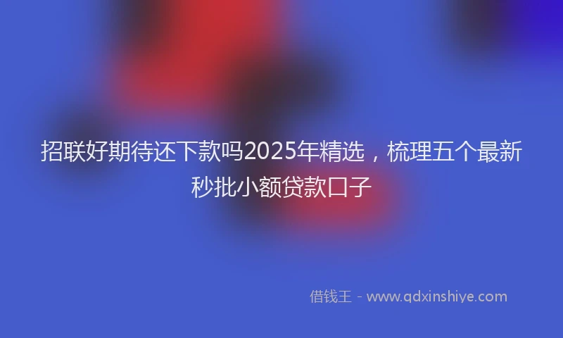招联好期待还下款吗2025年精选，梳理五个最新秒批小额贷款口子