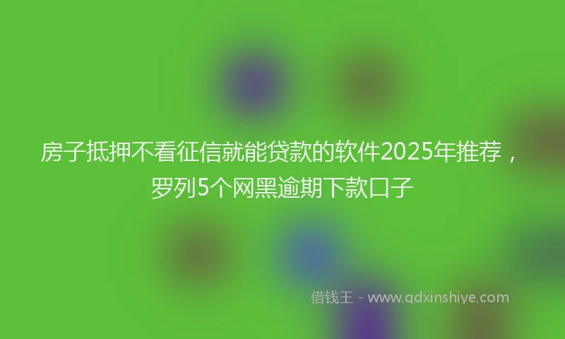 房子抵押不看征信就能贷款的软件2025年推荐，罗列5个网黑逾期下款口子
