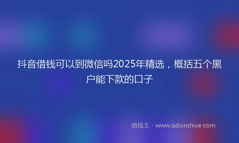 抖音借钱可以到微信吗2025年精选，概括五个黑户能下款的口子