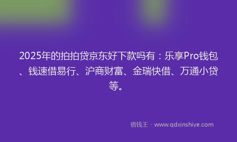 2025年的拍拍贷京东好下款吗有：乐享Pro钱包、钱速借易行、沪商财富、金瑞快借、万通小贷等。