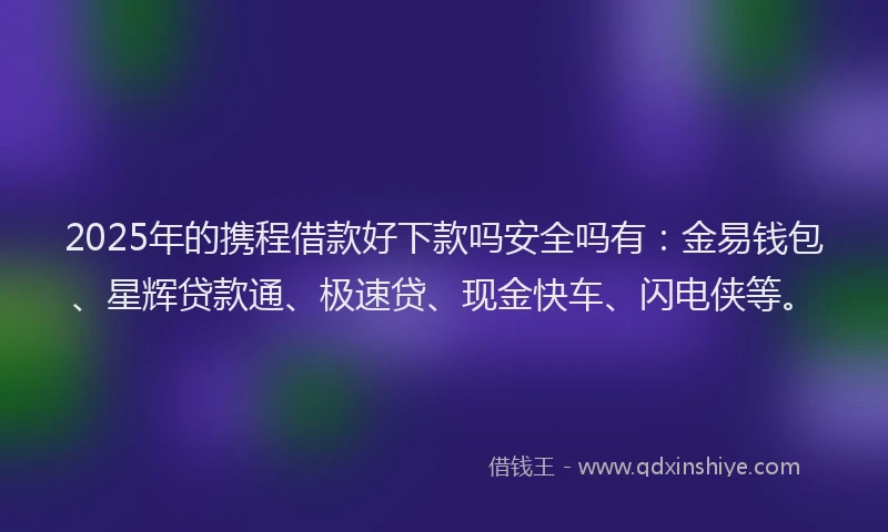 2025年的携程借款好下款吗安全吗有：金易钱包、星辉贷款通、极速贷、现金快车、闪电侠等。