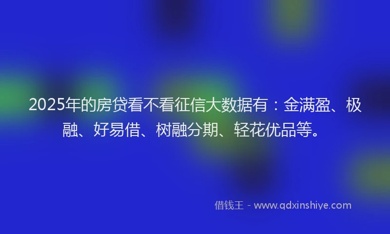 2025年的房贷看不看征信大数据有：金满盈、极融、好易借、树融分期、轻花优品等。