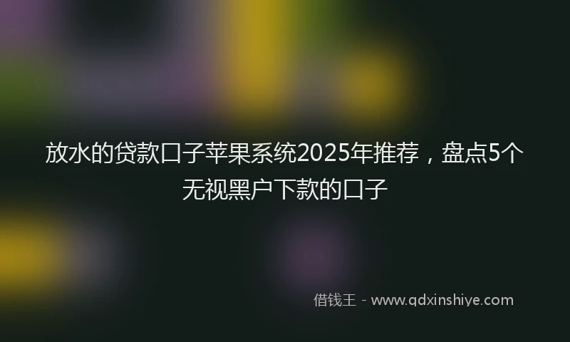 放水的贷款口子苹果系统2025年推荐，盘点5个无视黑户下款的口子