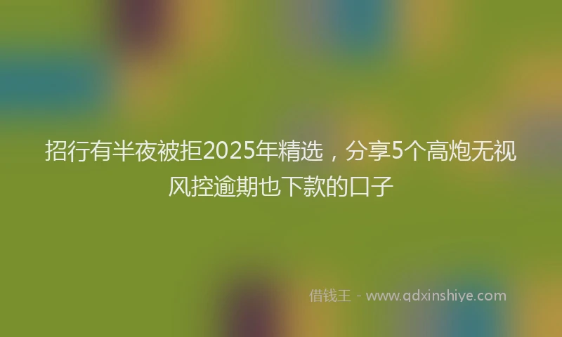 招行有半夜被拒2025年精选，分享5个高炮无视风控逾期也下款的口子