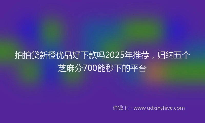 拍拍贷新橙优品好下款吗2025年推荐，归纳五个芝麻分700能秒下的平台