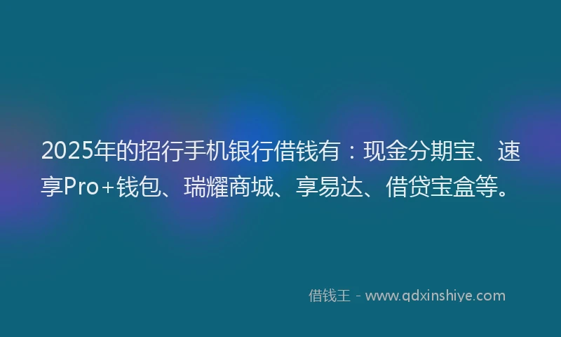 2025年的招行手机银行借钱有：现金分期宝、速享Pro+钱包、瑞耀商城、享易达、借贷宝盒等。