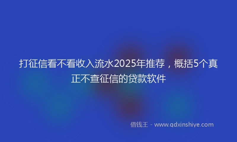 打征信看不看收入流水2025年推荐，概括5个真正不查征信的贷款软件