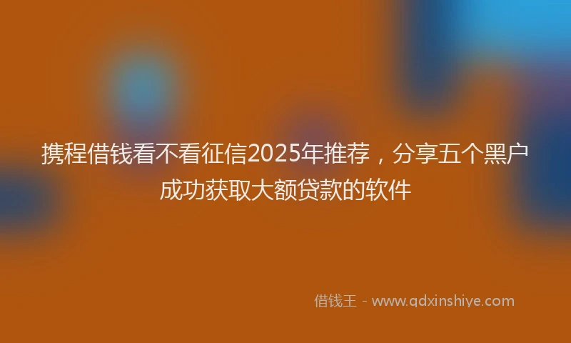 携程借钱看不看征信2025年推荐，分享五个黑户成功获取大额贷款的软件