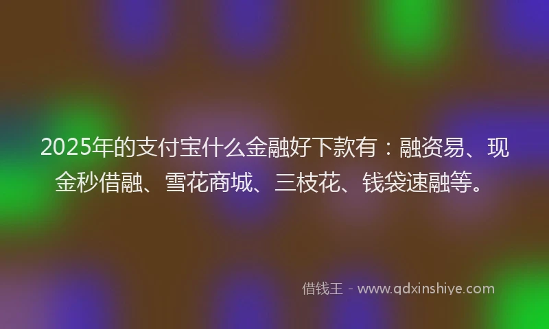 2025年的支付宝什么金融好下款有：融资易、现金秒借融、雪花商城、三枝花、钱袋速融等。