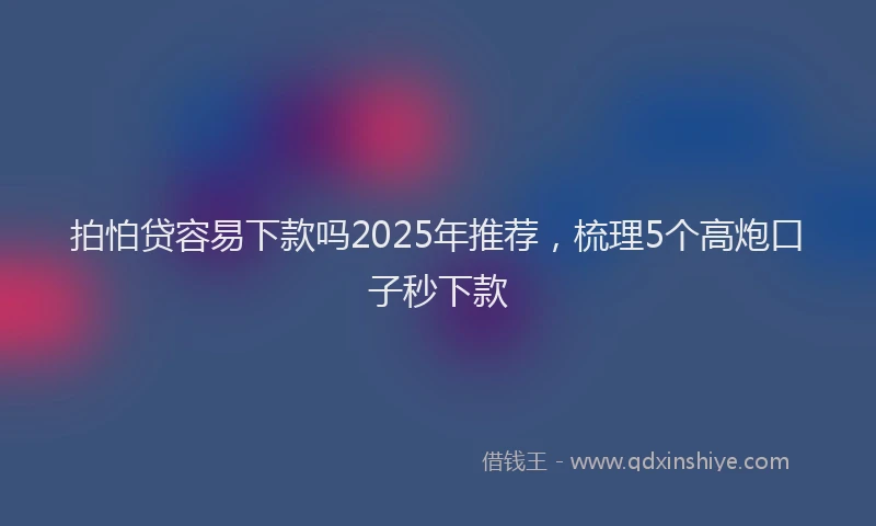 拍怕贷容易下款吗2025年推荐，梳理5个高炮口子秒下款