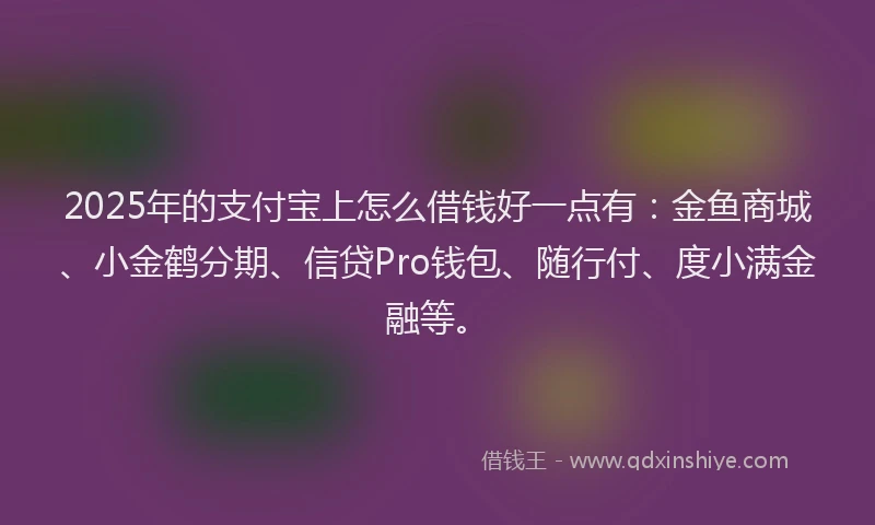 2025年的支付宝上怎么借钱好一点有：金鱼商城、小金鹤分期、信贷Pro钱包、随行付、度小满金融等。