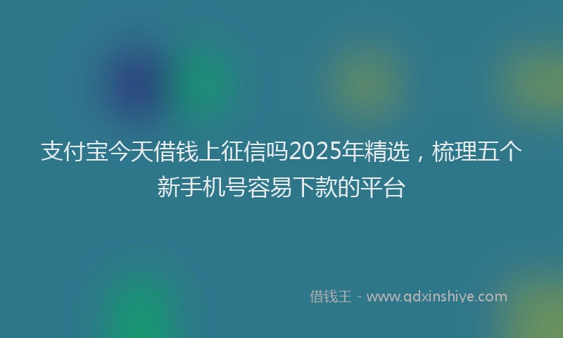 支付宝今天借钱上征信吗2025年精选，梳理五个新手机号容易下款的平台