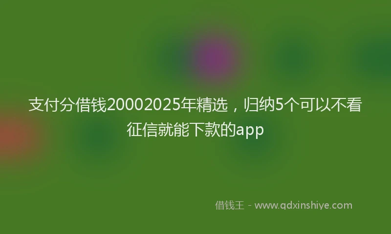 支付分借钱20002025年精选，归纳5个可以不看征信就能下款的app