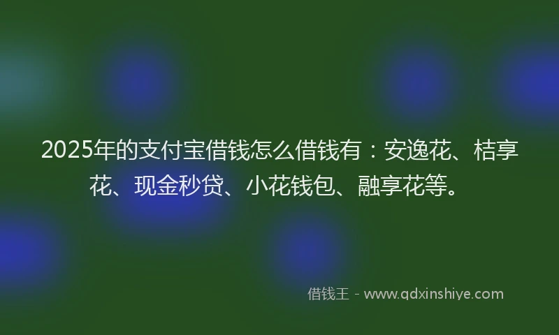 2025年的支付宝借钱怎么借钱有：安逸花、桔享花、现金秒贷、小花钱包、融享花等。