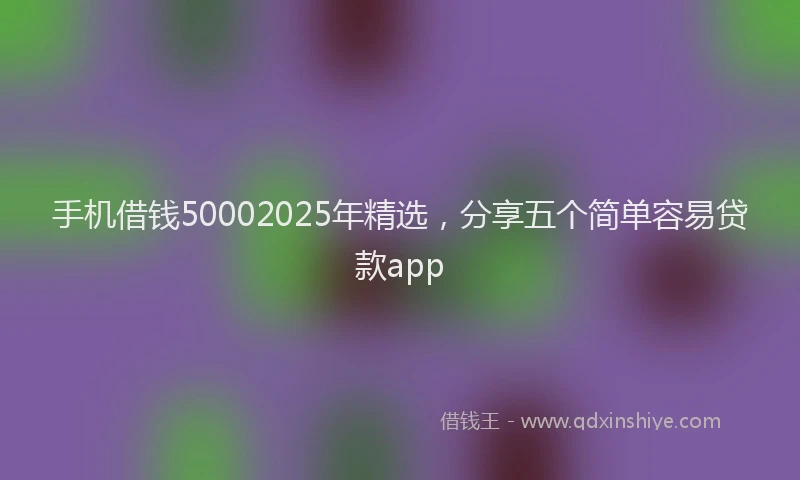 手机借钱50002025年精选，分享五个简单容易贷款app