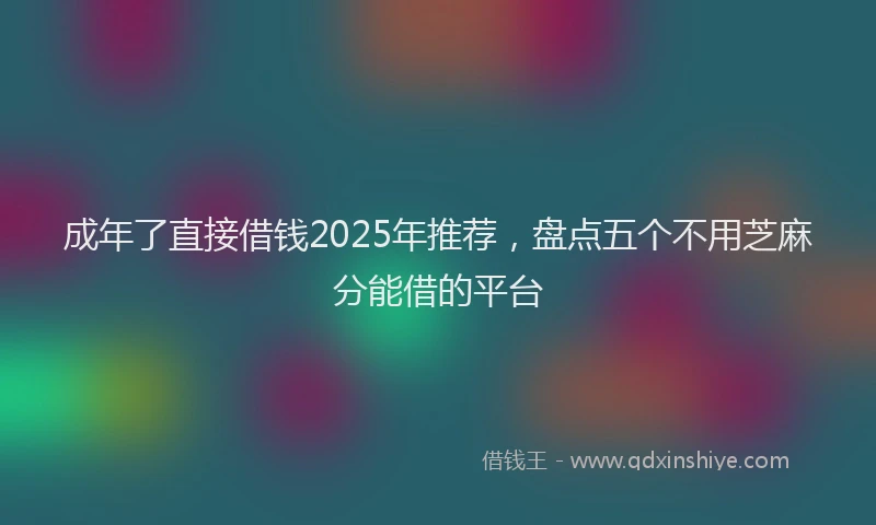 成年了直接借钱2025年推荐，盘点五个不用芝麻分能借的平台
