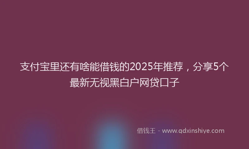 支付宝里还有啥能借钱的2025年推荐，分享5个最新无视黑白户网贷口子