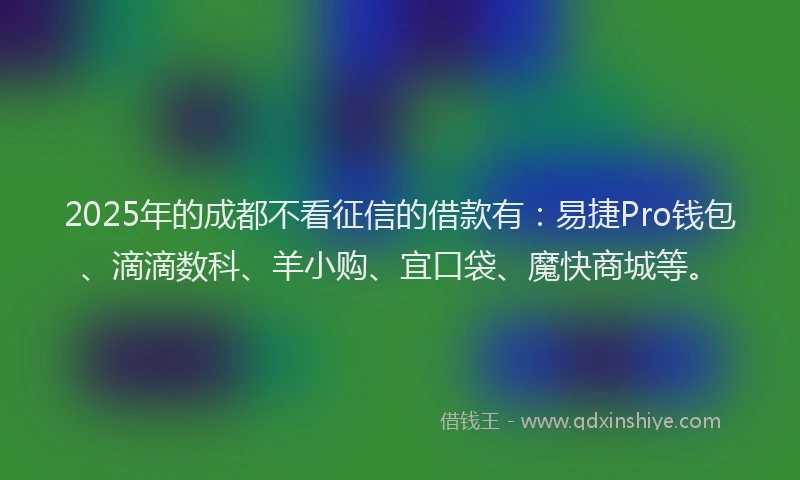 2025年的成都不看征信的借款有：易捷Pro钱包、滴滴数科、羊小购、宜口袋、魔快商城等。