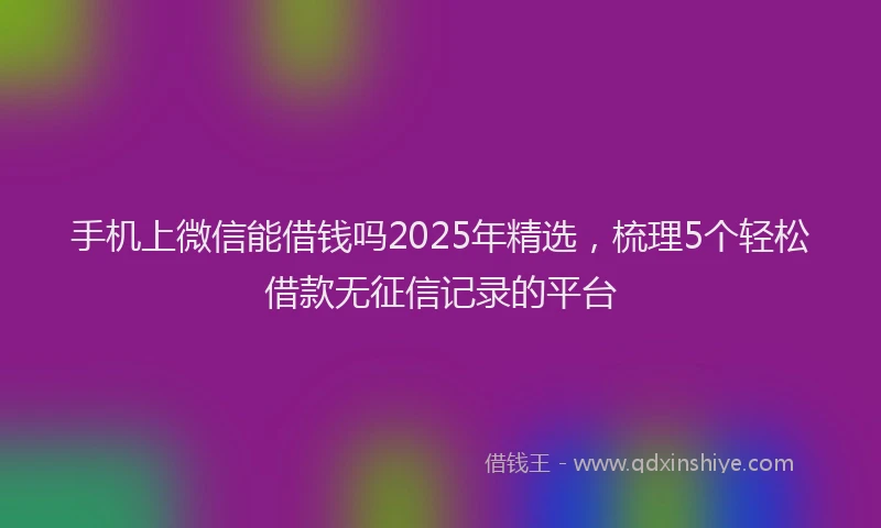 手机上微信能借钱吗2025年精选，梳理5个轻松借款无征信记录的平台