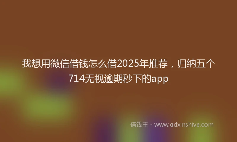 我想用微信借钱怎么借2025年推荐，归纳五个714无视逾期秒下的app