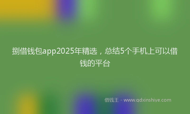 捌借钱包app2025年精选，总结5个手机上可以借钱的平台