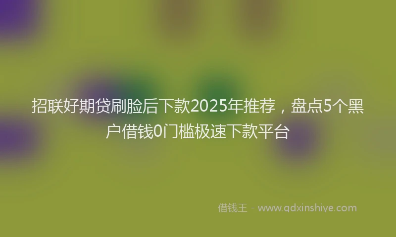 招联好期贷刷脸后下款2025年推荐，盘点5个黑户借钱0门槛极速下款平台
