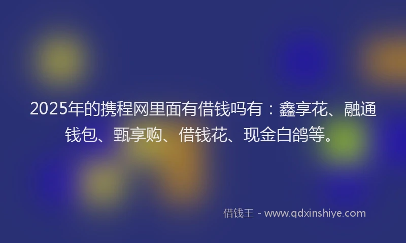 2025年的携程网里面有借钱吗有：鑫享花、融通钱包、甄享购、借钱花、现金白鸽等。