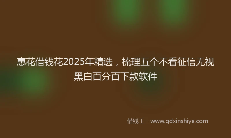 惠花借钱花2025年精选，梳理五个不看征信无视黑白百分百下款软件