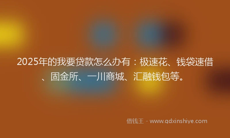 2025年的我要贷款怎么办有：极速花、钱袋速借、固金所、一川商城、汇融钱包等。