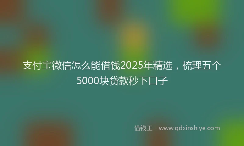 支付宝微信怎么能借钱2025年精选，梳理五个5000块贷款秒下口子