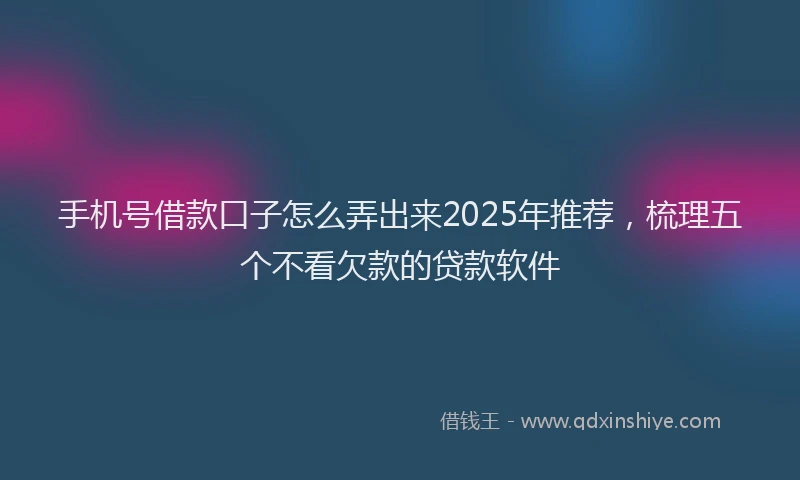 手机号借款口子怎么弄出来2025年推荐，梳理五个不看欠款的贷款软件