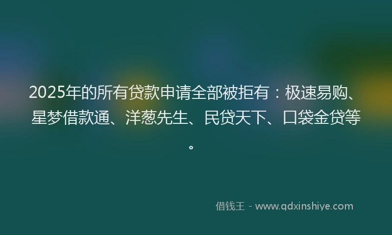 2025年的所有贷款申请全部被拒有：极速易购、星梦借款通、洋葱先生、民贷天下、口袋金贷等。