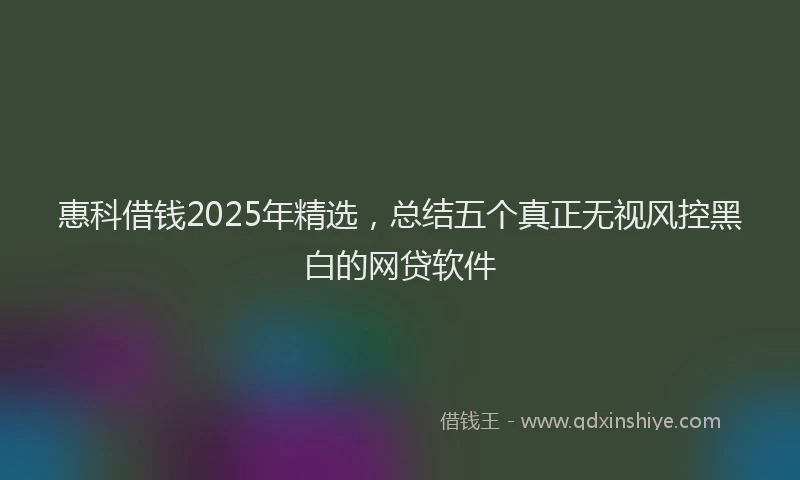 惠科借钱2025年精选，总结五个真正无视风控黑白的网贷软件