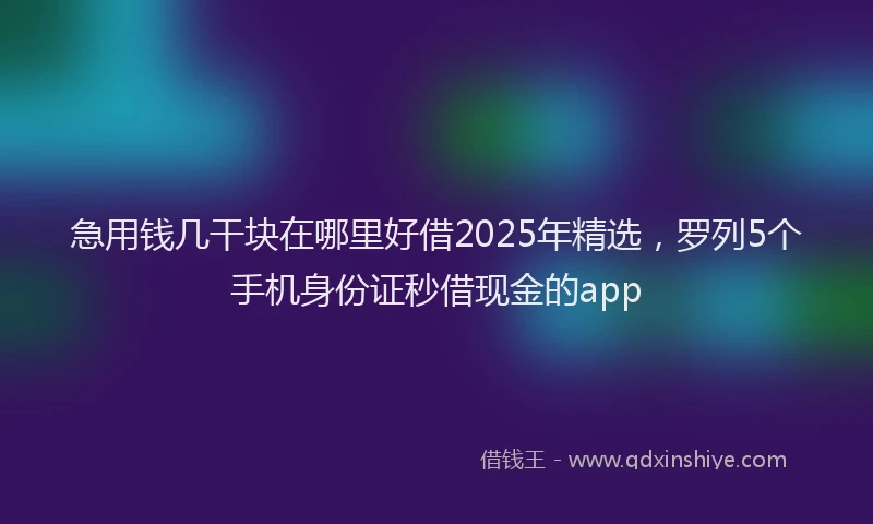 急用钱几干块在哪里好借2025年精选，罗列5个手机身份证秒借现金的app
