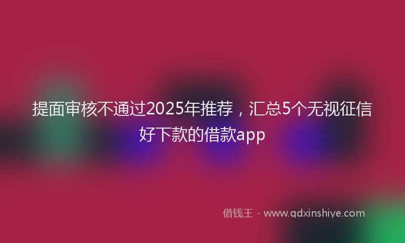 提面审核不通过2025年推荐，汇总5个无视征信好下款的借款app