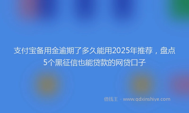 支付宝备用金逾期了多久能用2025年推荐，盘点5个黑征信也能贷款的网贷口子