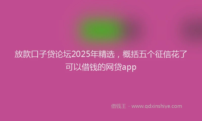 放款口子贷论坛2025年精选，概括五个征信花了可以借钱的网贷app