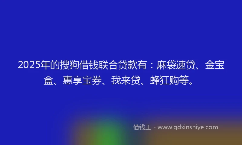 2025年的搜狗借钱联合贷款有：麻袋速贷、金宝盒、惠享宝券、我来贷、蜂狂购等。