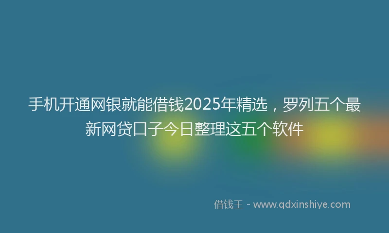 手机开通网银就能借钱2025年精选，罗列五个最新网贷口子今日整理这五个软件