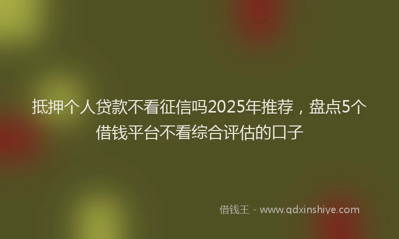 抵押个人贷款不看征信吗2025年推荐，盘点5个借钱平台不看综合评估的口子