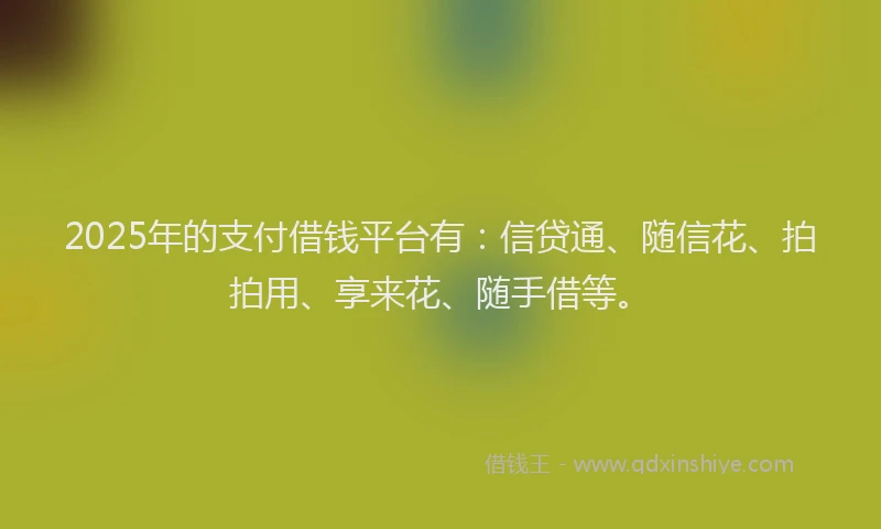2025年的支付借钱平台有：信贷通、随信花、拍拍用、享来花、随手借等。