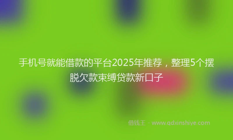 手机号就能借款的平台2025年推荐，整理5个摆脱欠款束缚贷款新口子