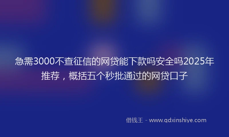 急需3000不查征信的网贷能下款吗安全吗2025年推荐，概括五个秒批通过的网贷口子