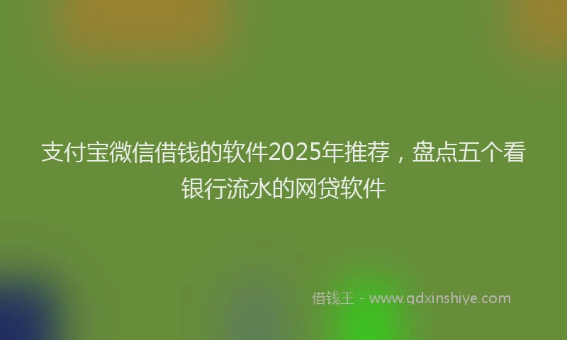 支付宝微信借钱的软件2025年推荐，盘点五个看银行流水的网贷软件
