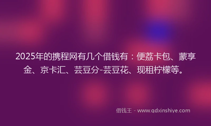 2025年的携程网有几个借钱有：便荔卡包、蒙享金、京卡汇、芸豆分-芸豆花、现租柠檬等。