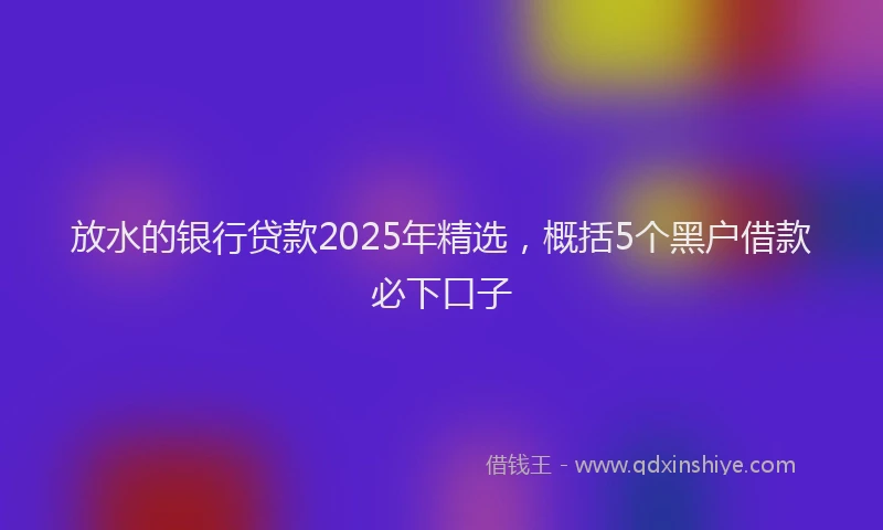 放水的银行贷款2025年精选，概括5个黑户借款必下口子