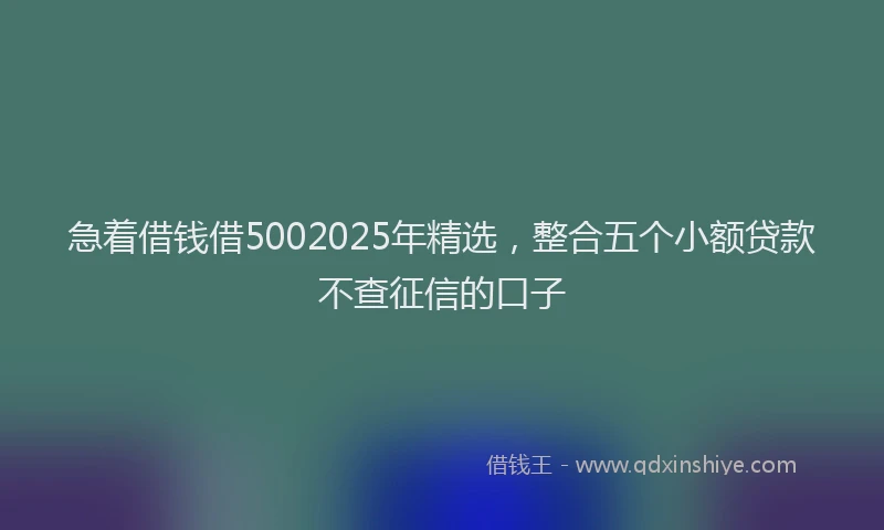 急着借钱借5002025年精选，整合五个小额贷款不查征信的口子