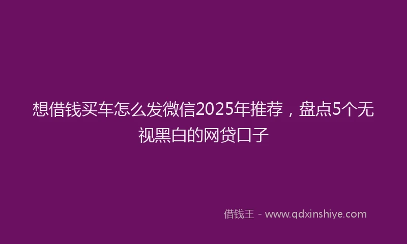 想借钱买车怎么发微信2025年推荐，盘点5个无视黑白的网贷口子