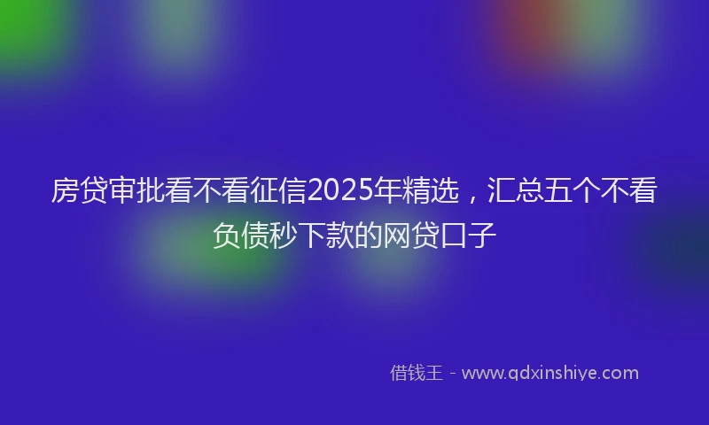 房贷审批看不看征信2025年精选，汇总五个不看负债秒下款的网贷口子