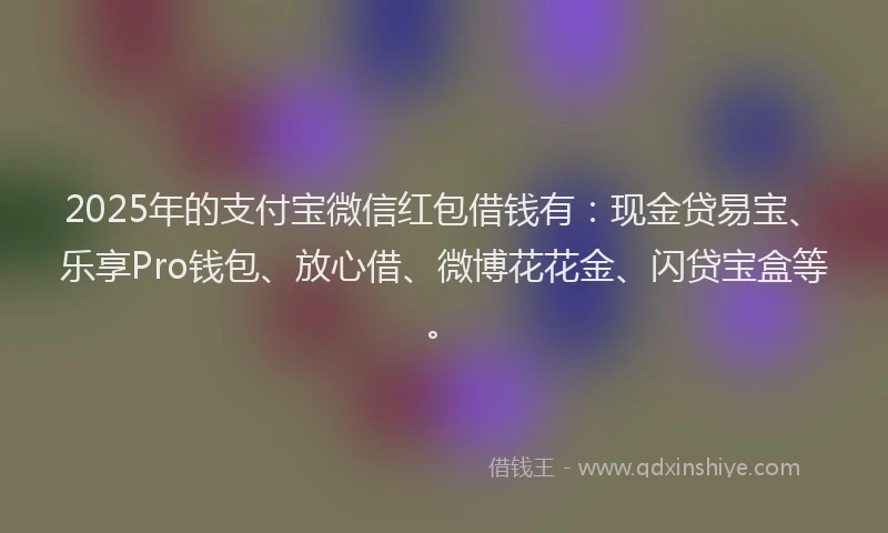 2025年的支付宝微信红包借钱有：现金贷易宝、乐享Pro钱包、放心借、微博花花金、闪贷宝盒等。